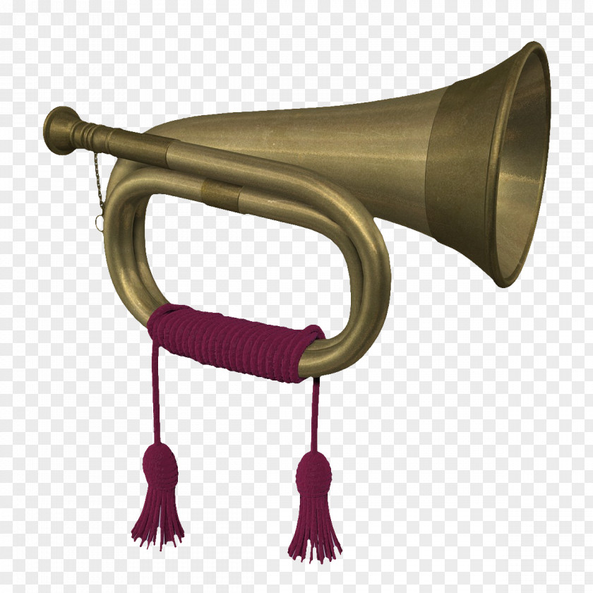 Golden Trumpet Retro Cornet Bugle TurboSquid 3D Modeling PNG