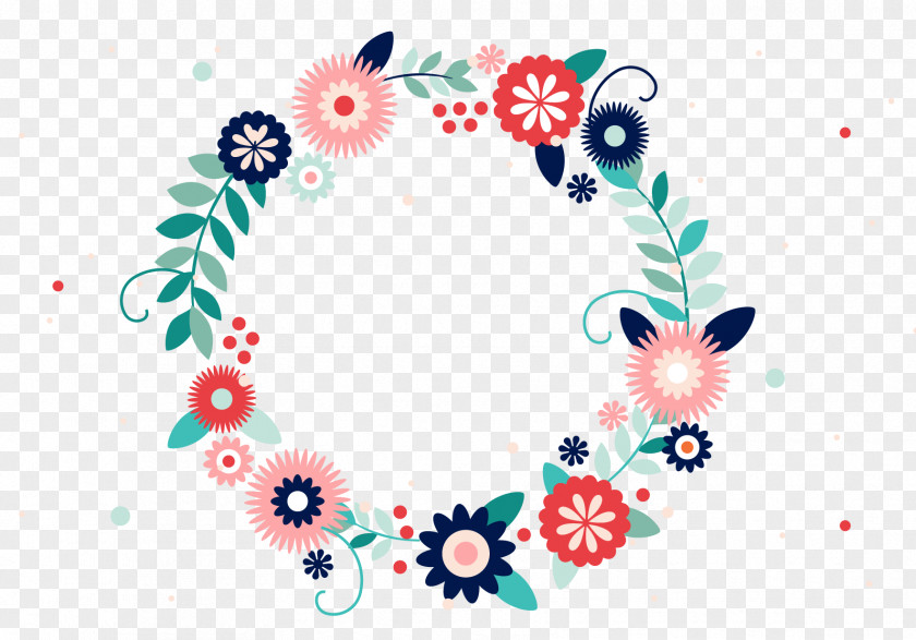 Vector Colorful Flower Frame Typography Wreath PNG