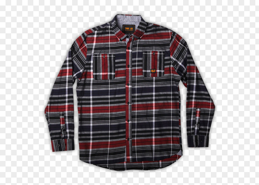 Button Sleeve Tartan Outerwear Shirt PNG