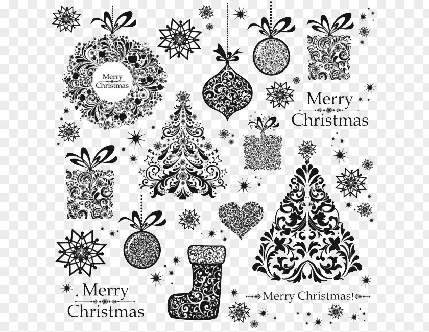 Christmas Tree And Decoration Card Pattern PNG