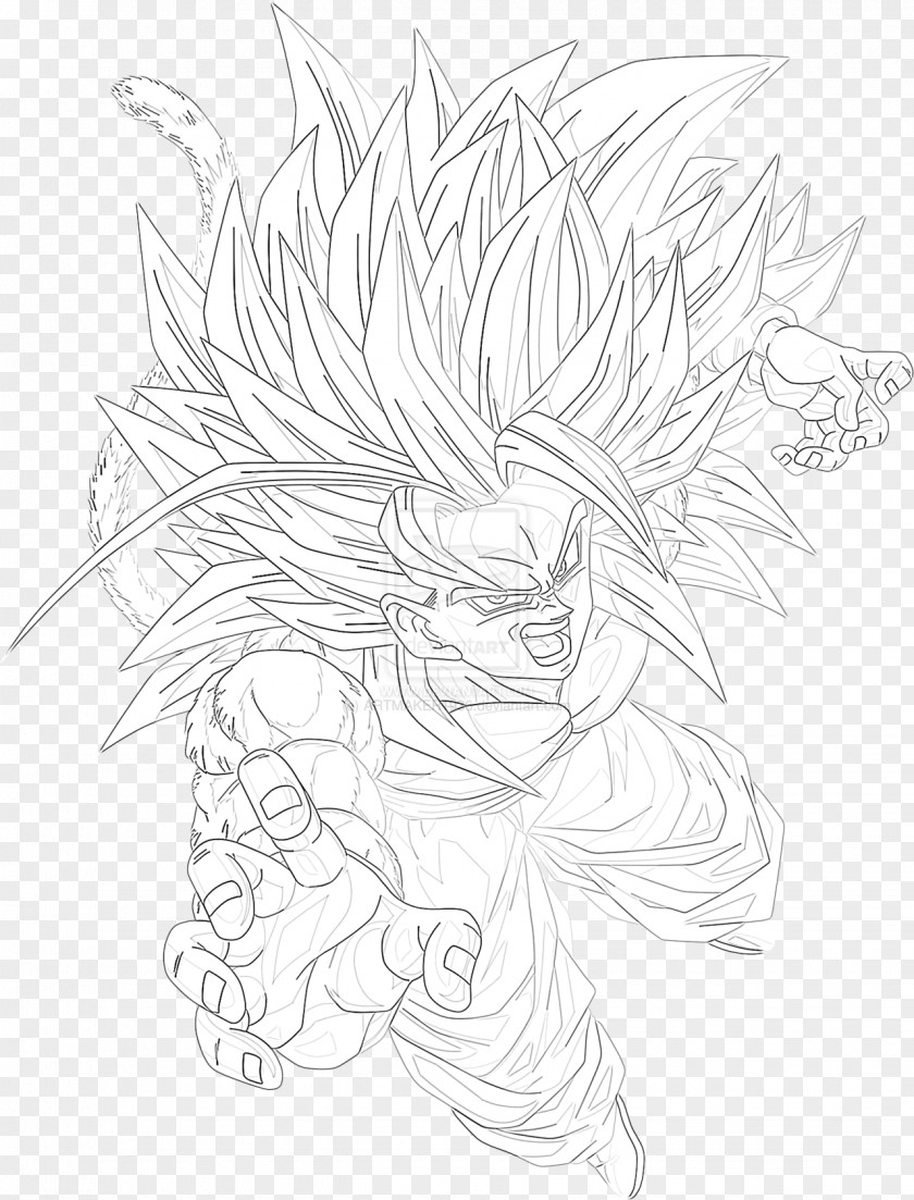 Goku Hair Line Art Sketch Drawing Black And White Comics PNG