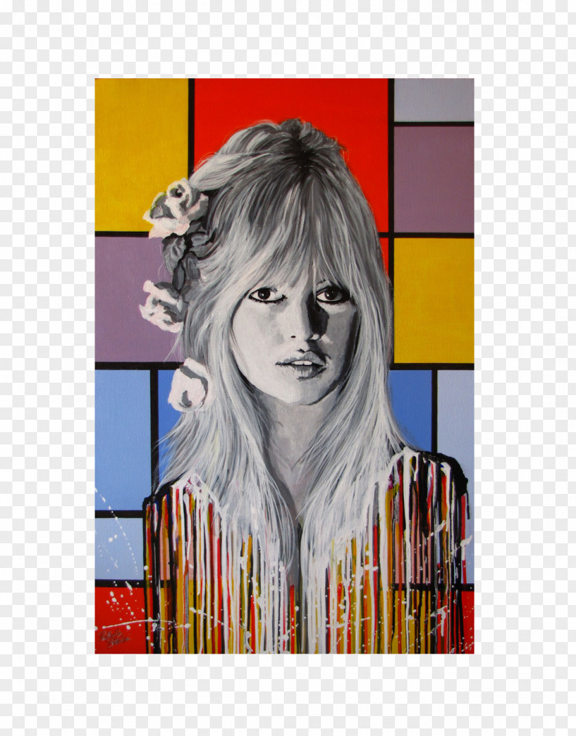Brigitte Bardot Portrait Hair Coloring Forehead Modern Art PNG