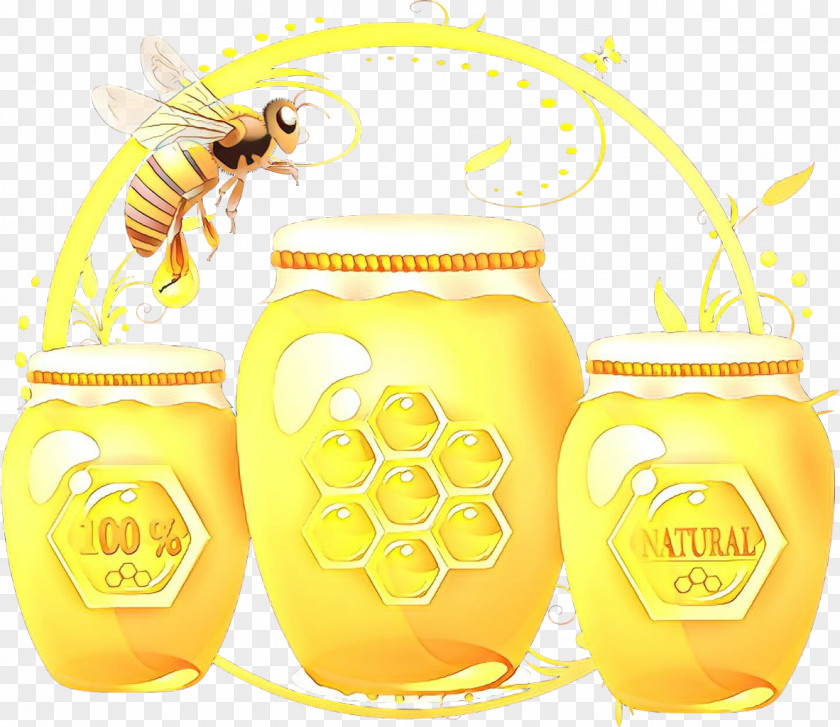 Food Storage Containers Honeybee Yellow Mason Jar Clip Art PNG