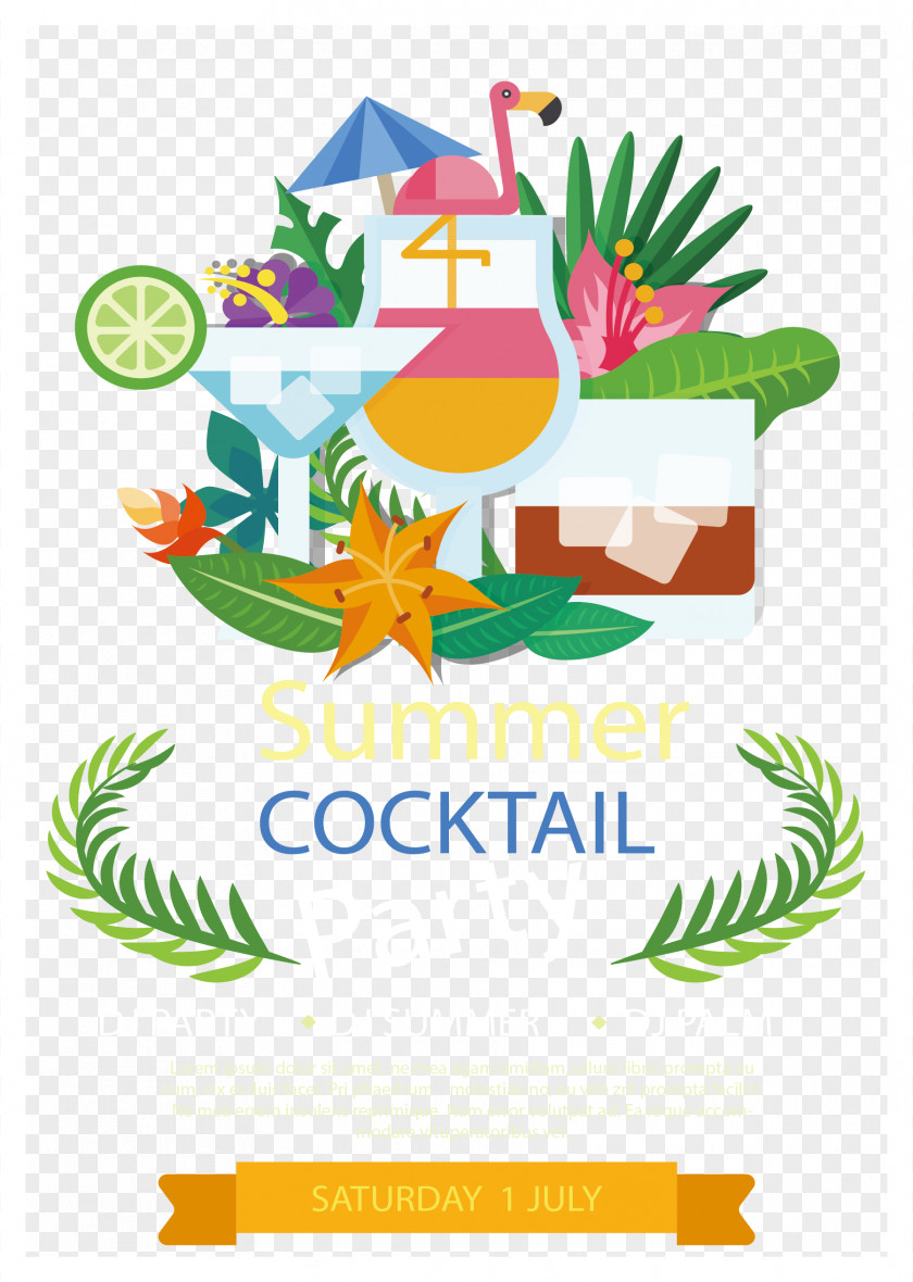 Summer Cocktail Party Graphic Design Clip Art PNG