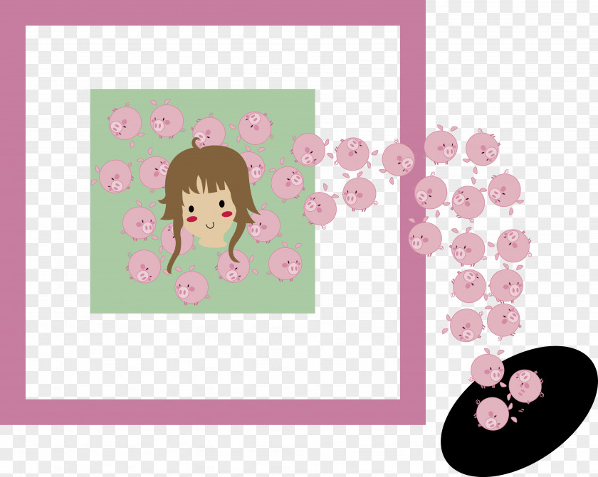 Hole Cartoon Picture Frames Pink M Pattern PNG