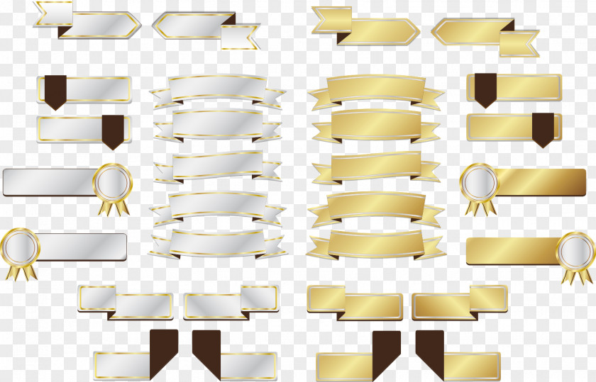 Gold And Silver Ribbon Banner Clip Art PNG