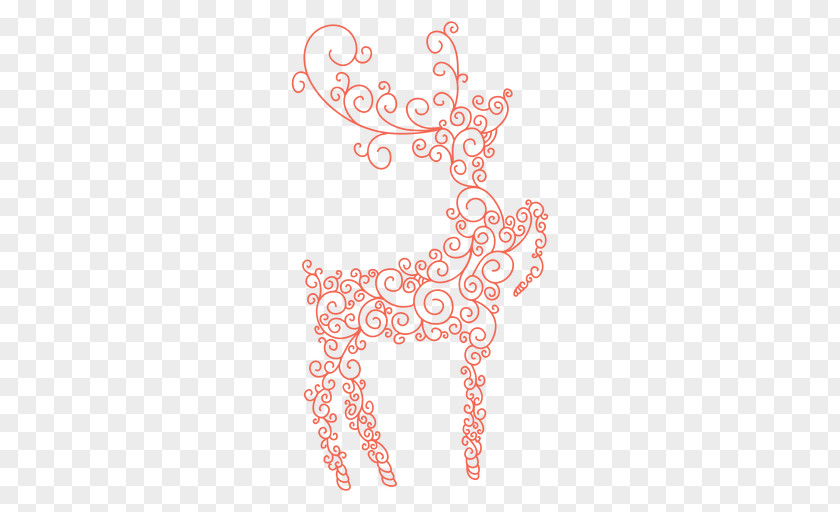 Red Pattern Reindeer Silhouette PNG