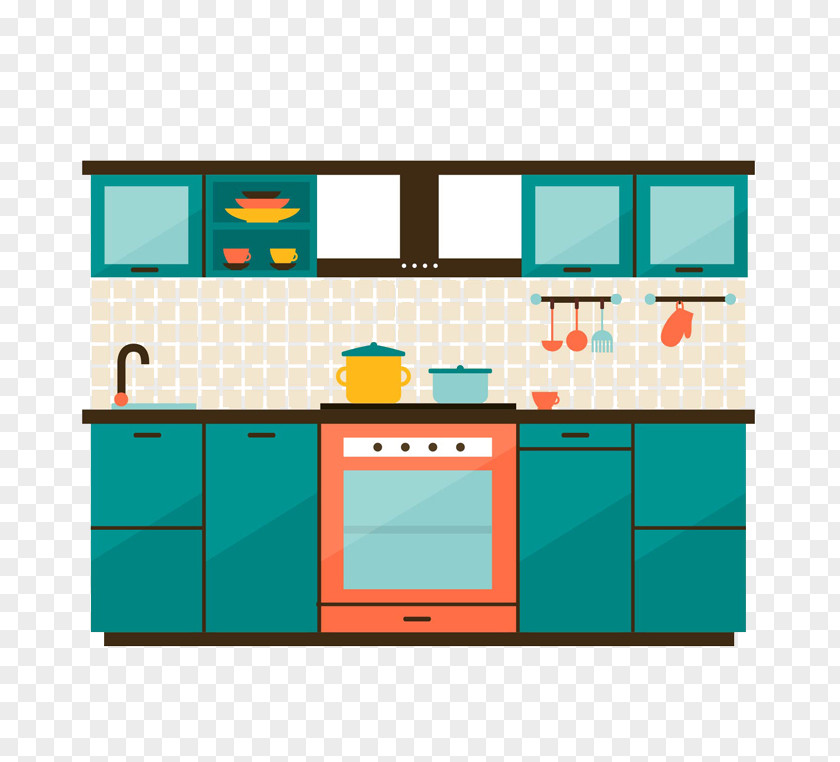 Color Kitchen Design Vector Cabinet Kitchenette PNG