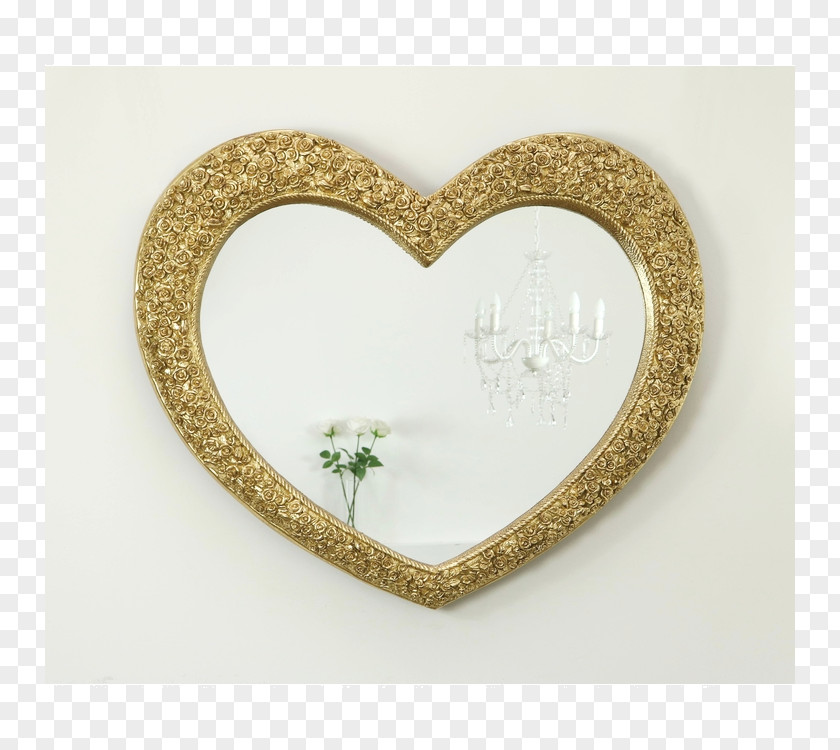 Wood Heart Picture Frames Mirror Image Light Gold PNG