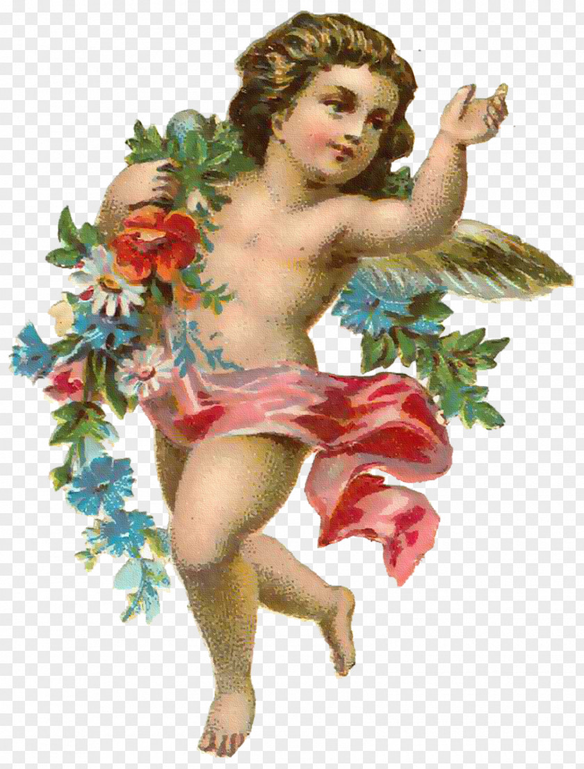 Hand-painted Angel Child Cherub Paper Antique Cupid PNG