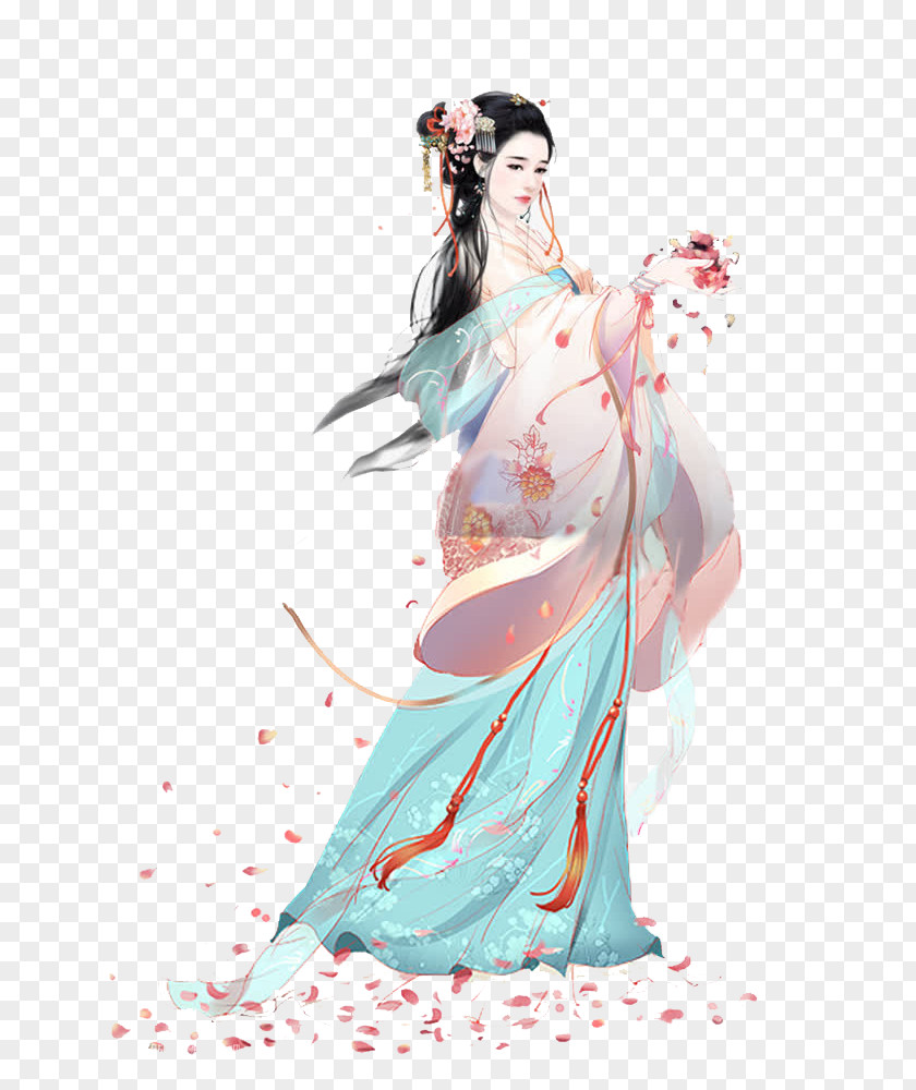 Woman Antiquity Sahua Costume Drama Art Illustration PNG