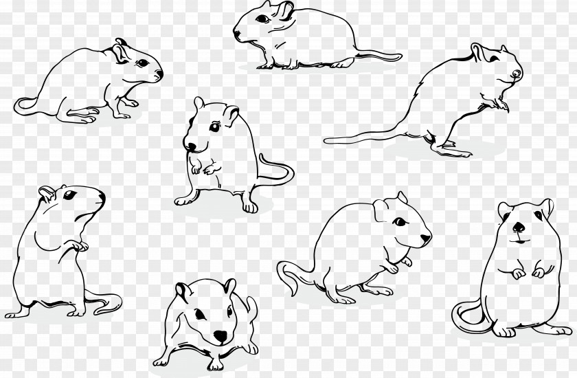 Hand-painted Cartoon Mouse Line Art Sketch PNG