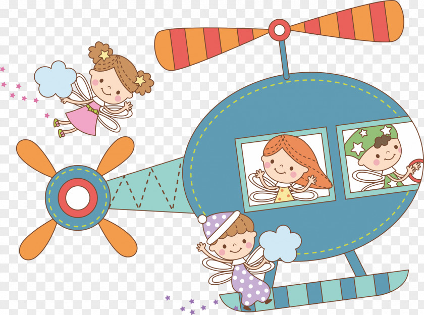 Open The Helicopter Of Elf Cartoon Illustration PNG