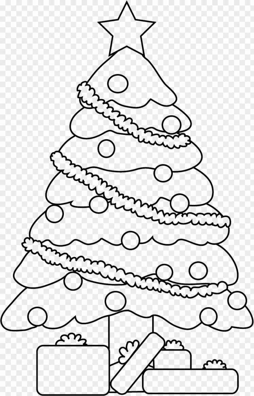 Christmas Tree Line Art Clip Drawing PNG