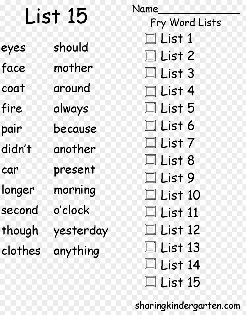 Sight Word Vocabulary Rhyme Text PNG