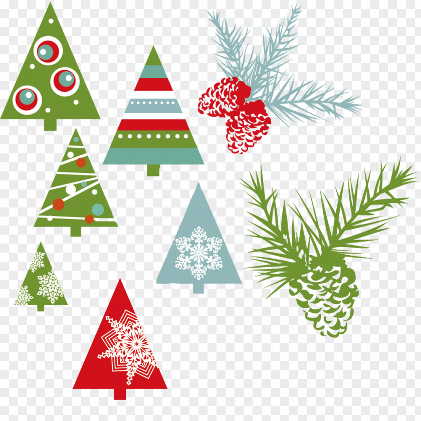 Variety Of Christmas Tree Pine Cone New Year Drawing Clip Art PNG