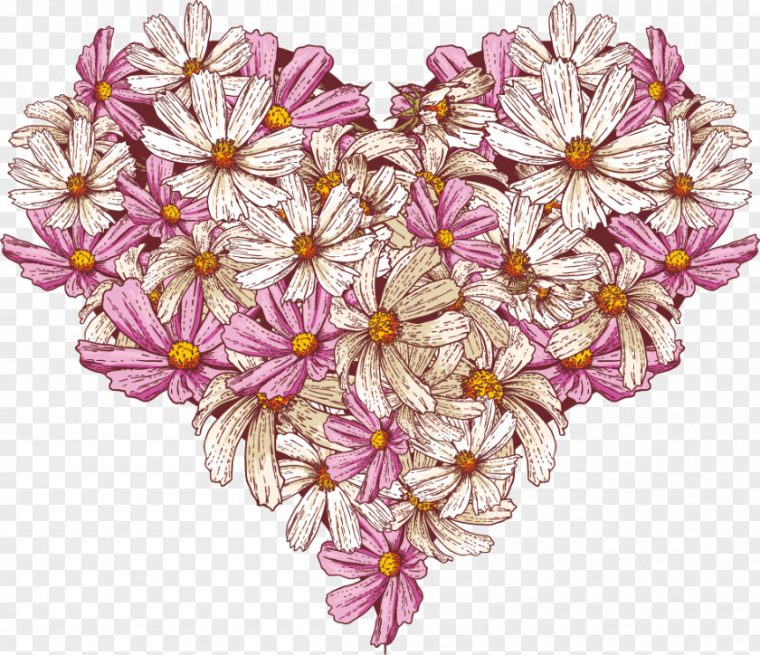 Flower Heart Valentines Day Love PNG