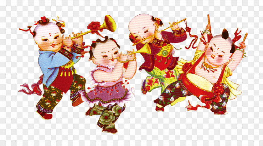 Trumpet Children Chinese New Year Years Day PNG