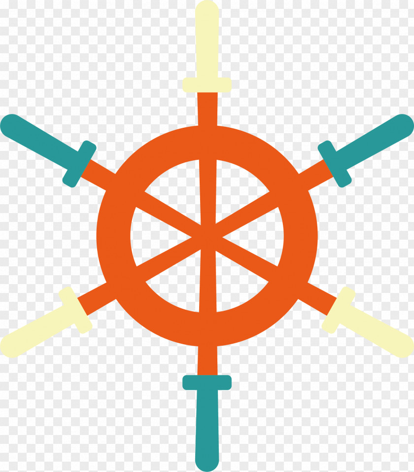 Vector Creative Orange Paddle Maritime Transport Ships Wheel Sailing Party PNG