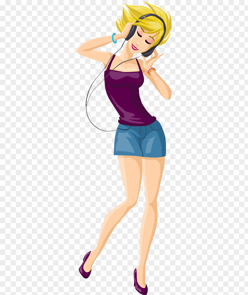 Girl Listening To Music PNG listening to music, dancing clipart PNG