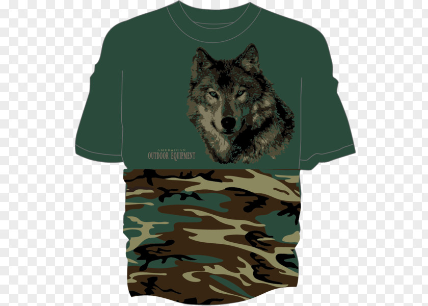 T-shirt Military Camouflage Gray Wolf Snout PNG