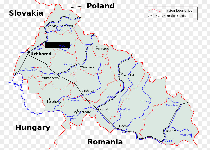 Map Zakarpattia Oblast Carpathian Ruthenia Carpatho-Ukraine Wikimedia Foundation PNG