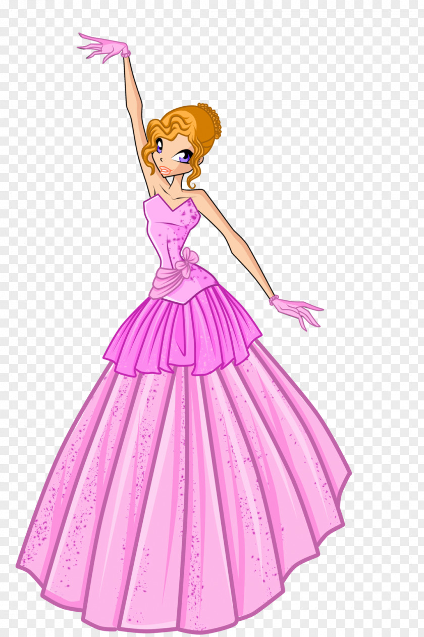 Princess Barbie Stella Flora Ball Gown Dress PNG