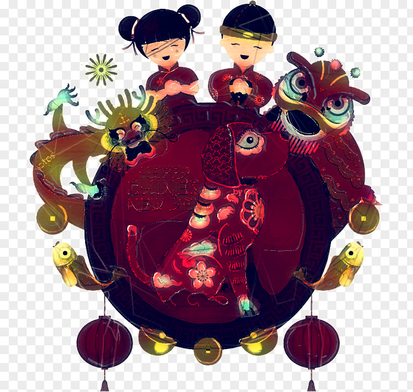 Black Hair Fictional Character Chinese New Year Lion Dance Cartoon PNG