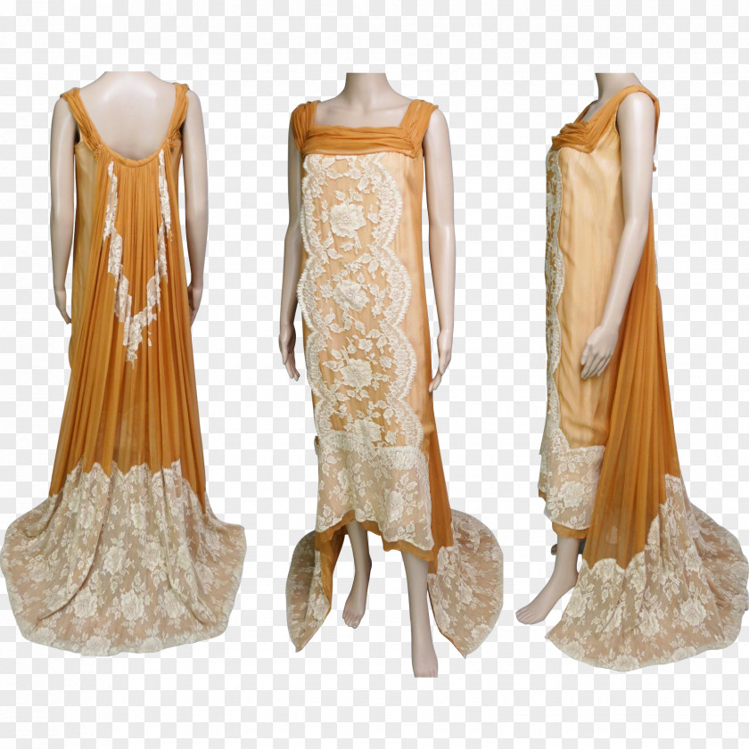 Dress 1920s Wedding Evening Gown Costume Design PNG