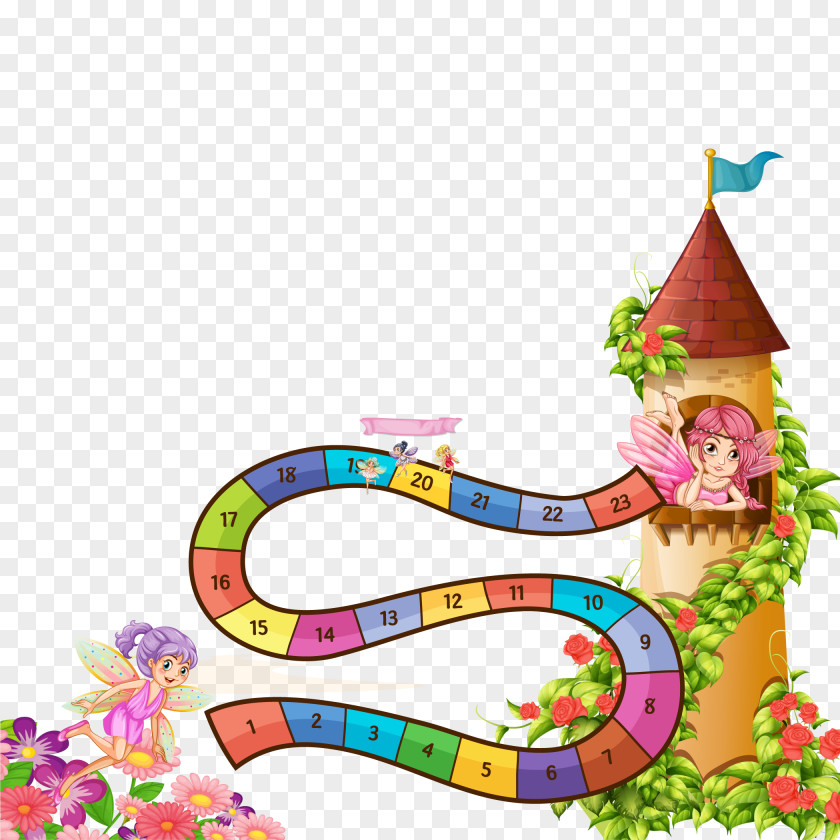 Hand-painted Little Fairy Board Game Euclidean Vector Illustration PNG