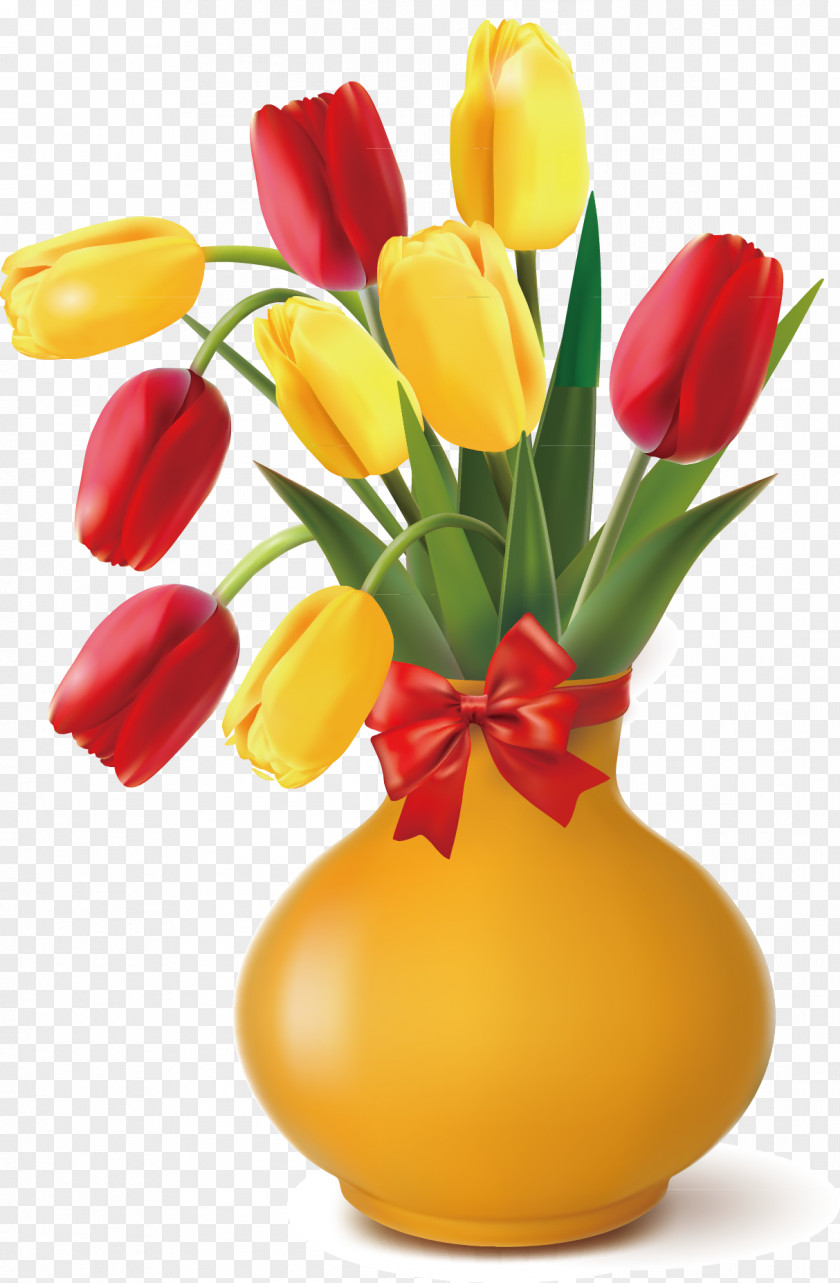 Tulips Vector Flowerpot Vase Clip Art PNG