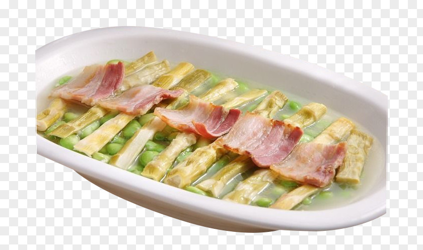 Bacon Steaming Plate Of Beans Bamboo Shoots Menma Vegetarian Cuisine Stir Frying Food PNG