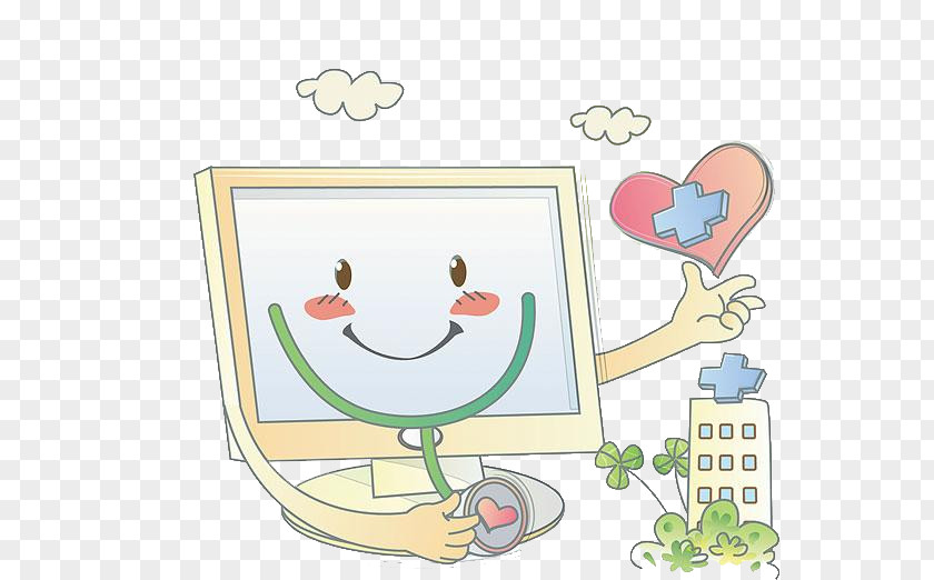 Hand-painted Computer And Heart PNG