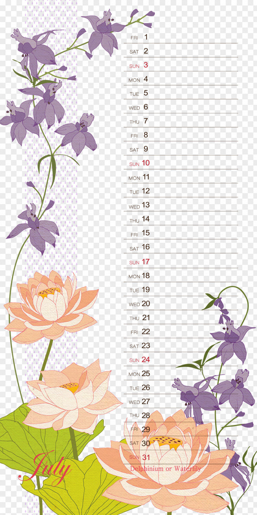 Calendar Background Pattern Template Floral Design Flower Poster Illustration PNG