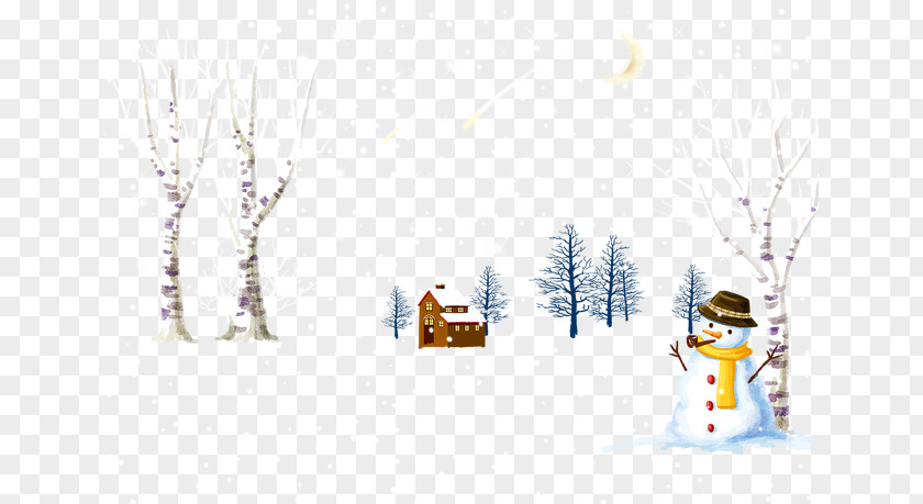Housing And Snowman On Snow Winter Illustration PNG