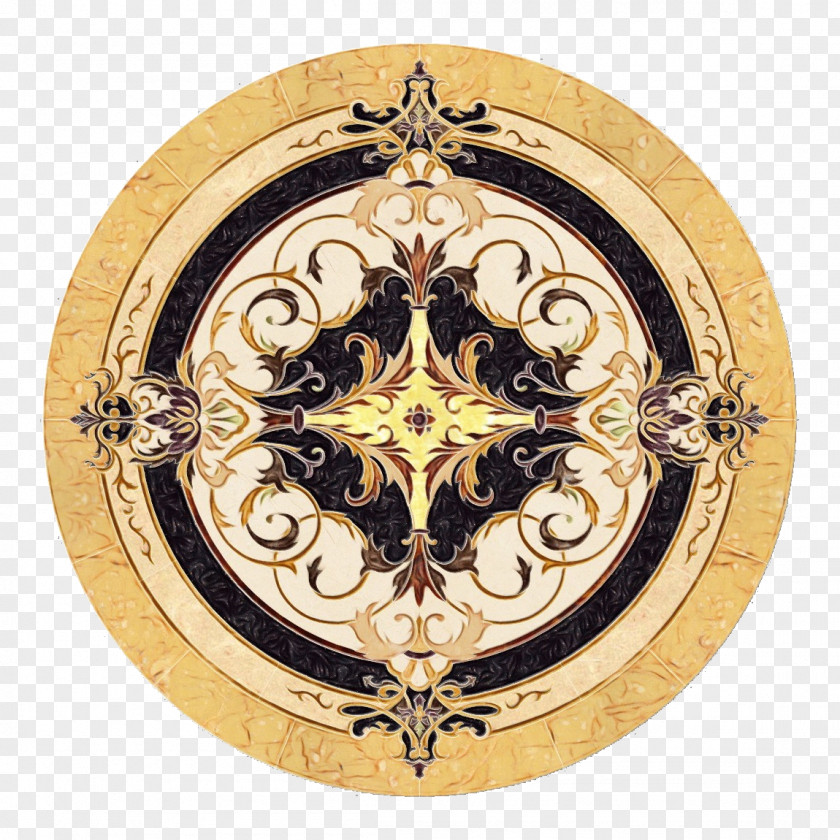 Oval Brass Metal Clock Circle Symbol Pattern PNG