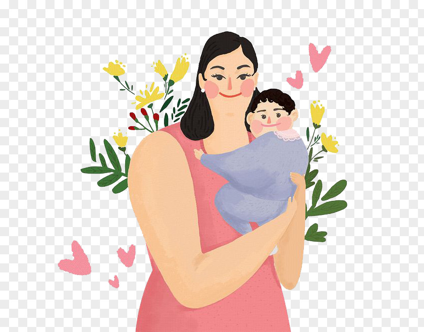 Cartoon Mother And Child South Korea Illustration PNG