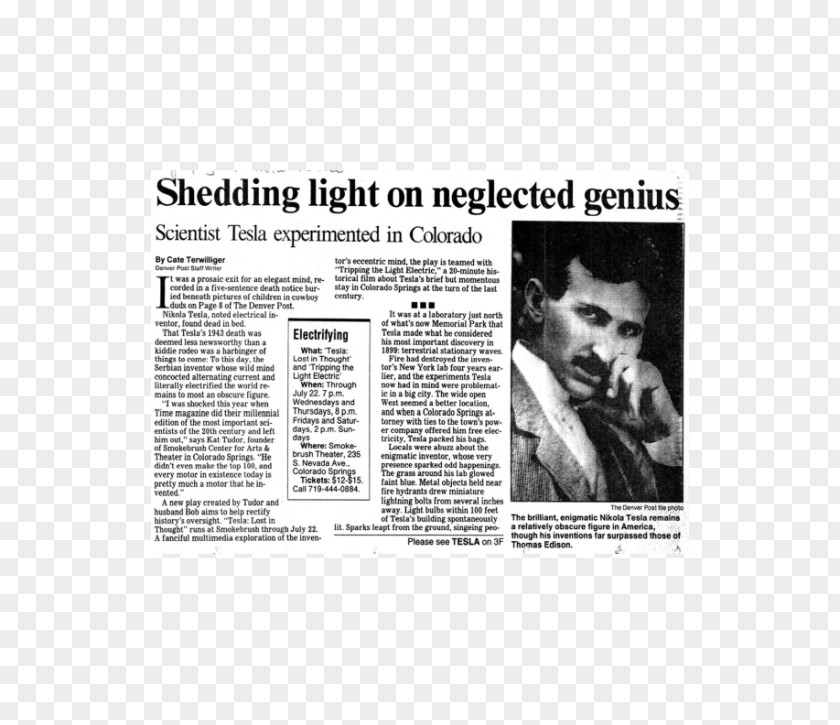 A Short Story Scientist Newspaper ElectricityScientist The History Of Nikola Tesla PNG