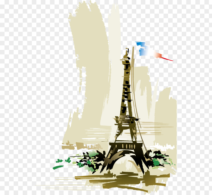 Abstract Eiffel Tower Watercolor Painting Art PNG
