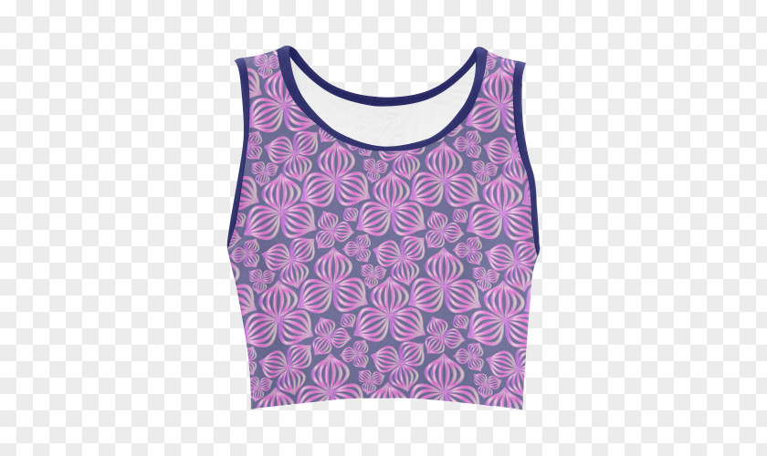 Blue Abstract Flowers T-shirt Sleeve Crop Top Gilets PNG