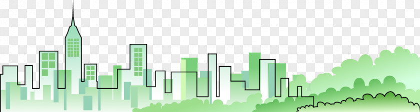 Hand-painted City Rainbow Green PNG