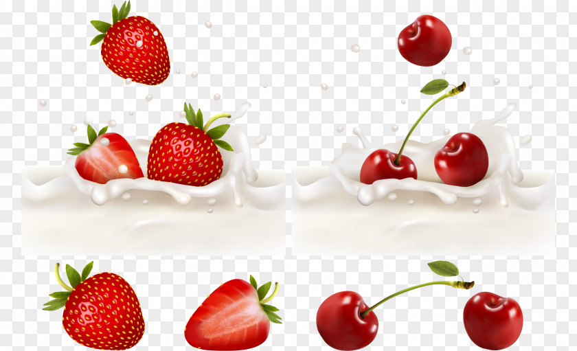 Milk Fruit Splash Strawberry PNG