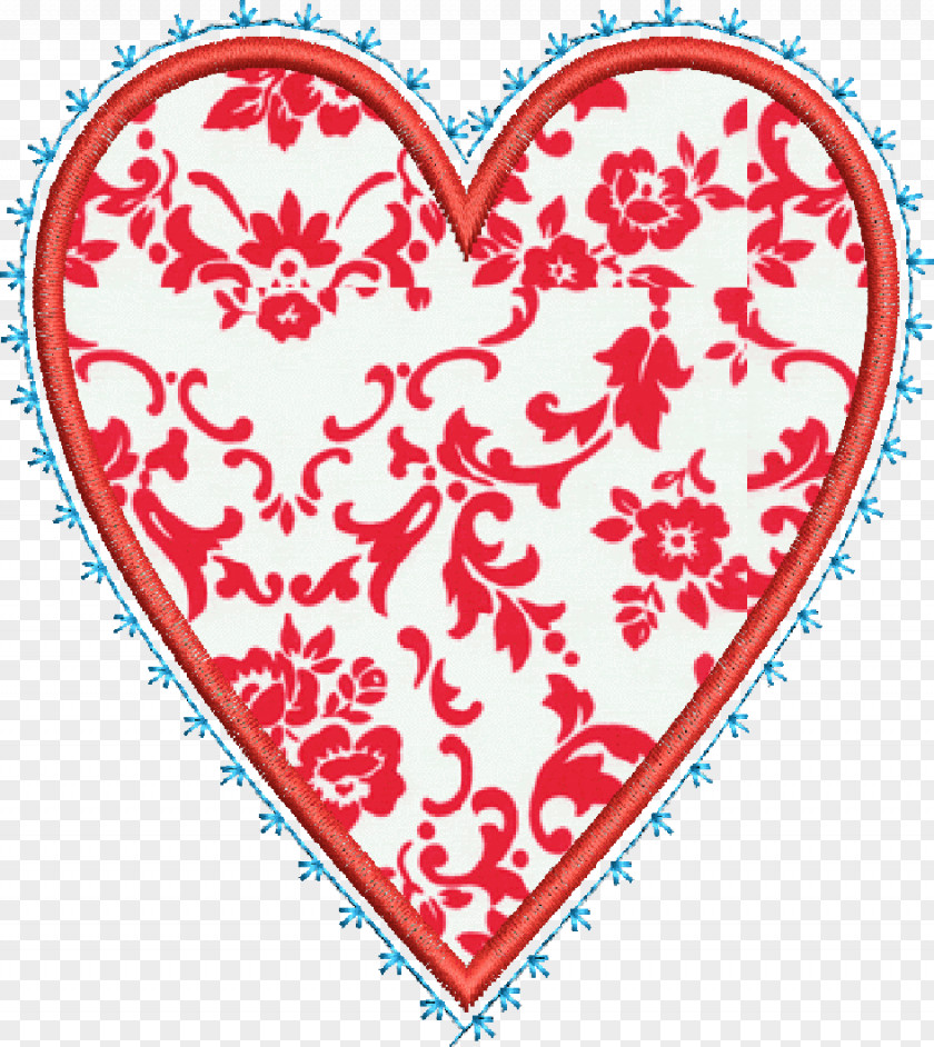 Heart Valentine's Day Embroidery Clip Art PNG