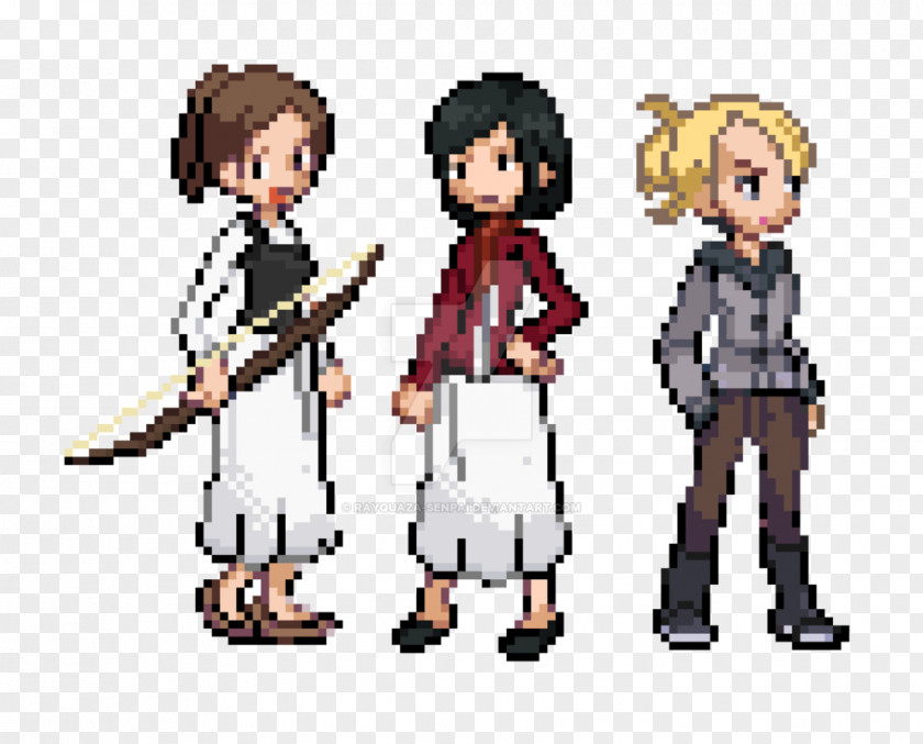 Pixel Art Pokemon Rayquaza Mikasa Ackerman Sasha Braus Eren Yeager PNG