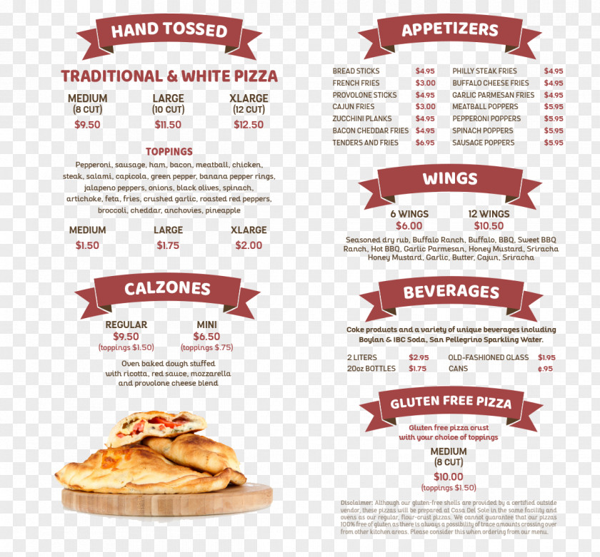 Pizza Menu Casa Del Sole Fast Food 0 PNG