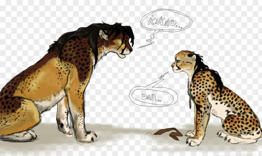 Cheetah Daughter Lion Father Drawing PNG
