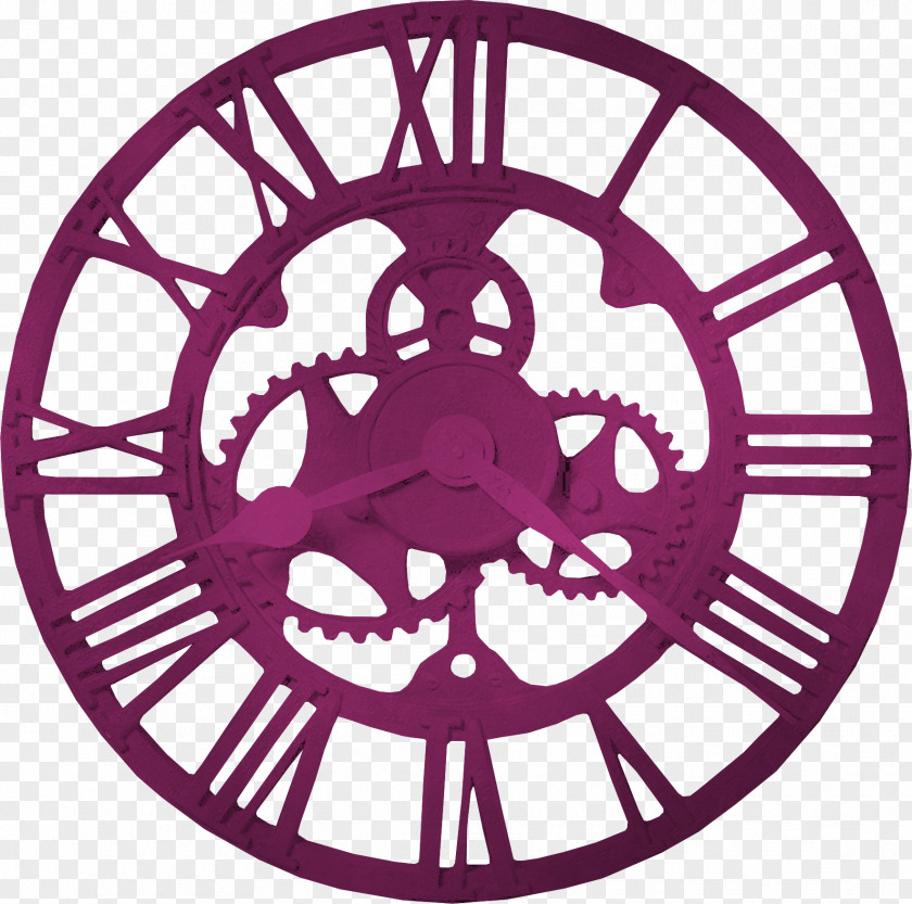 Red Metal Gear Clock Wall Industrial Style Industry PNG