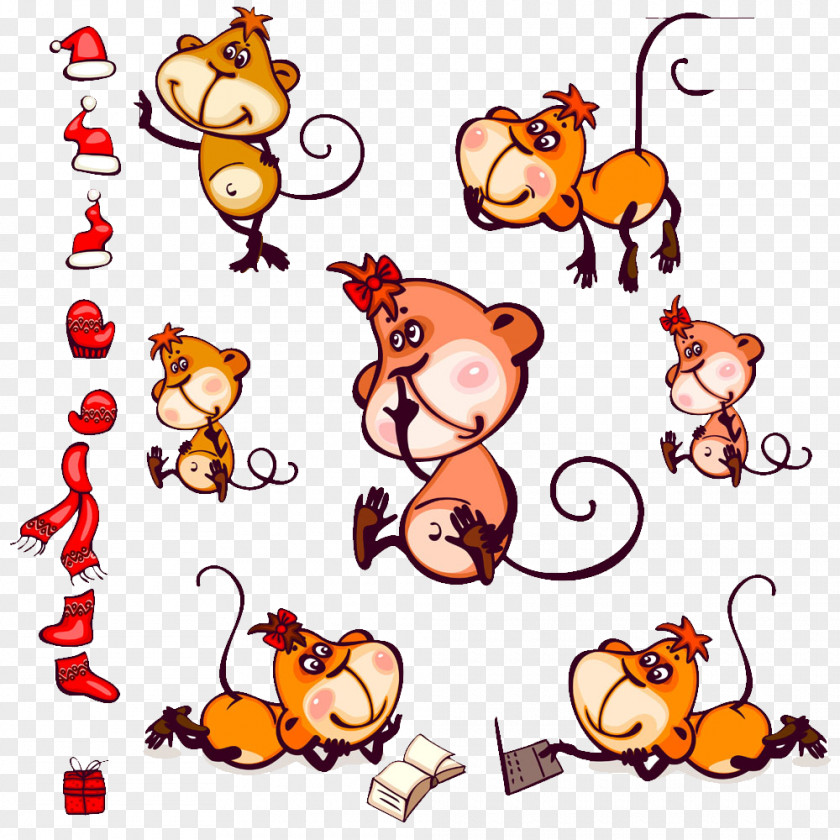 Hand-painted Monkey Art Illustration PNG