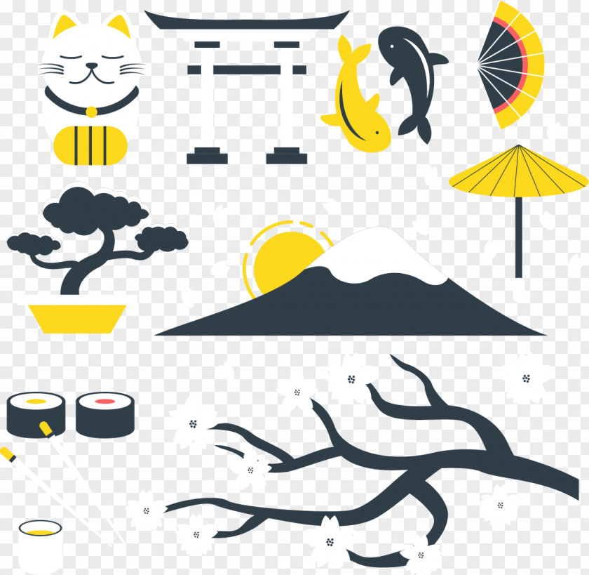 Hand-painted Pattern Vector Japanese Culture Cuisine Cherry Blossom Vecteur PNG