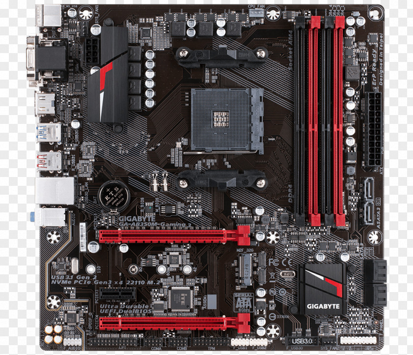 Socket AM4 MicroATX PCI Express Motherboard GIGABYTE GA-AB350-Gaming 3 PNG